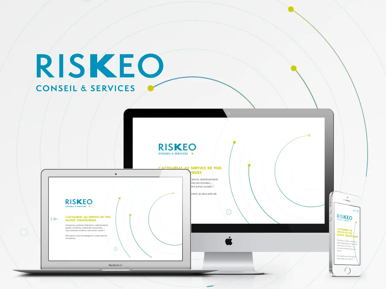 Page d’accueil du site de la société de conseil en actuariat Riskeo