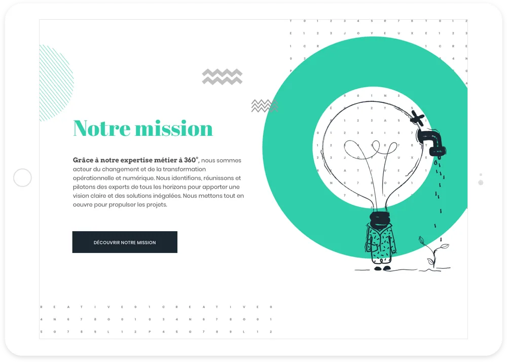 La page mission du site Coelience affichée sur une tablette