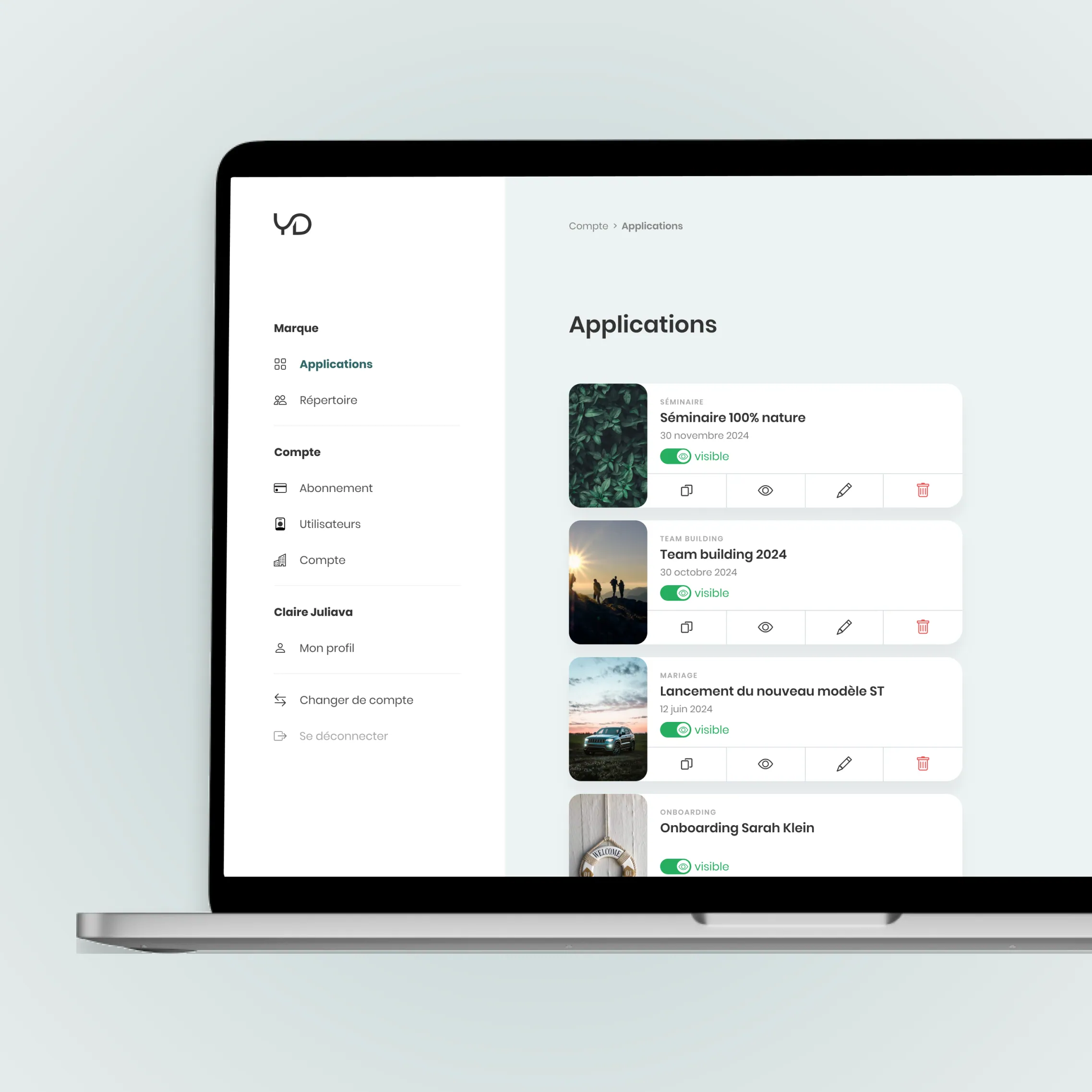 Le back-office de génération d'apps